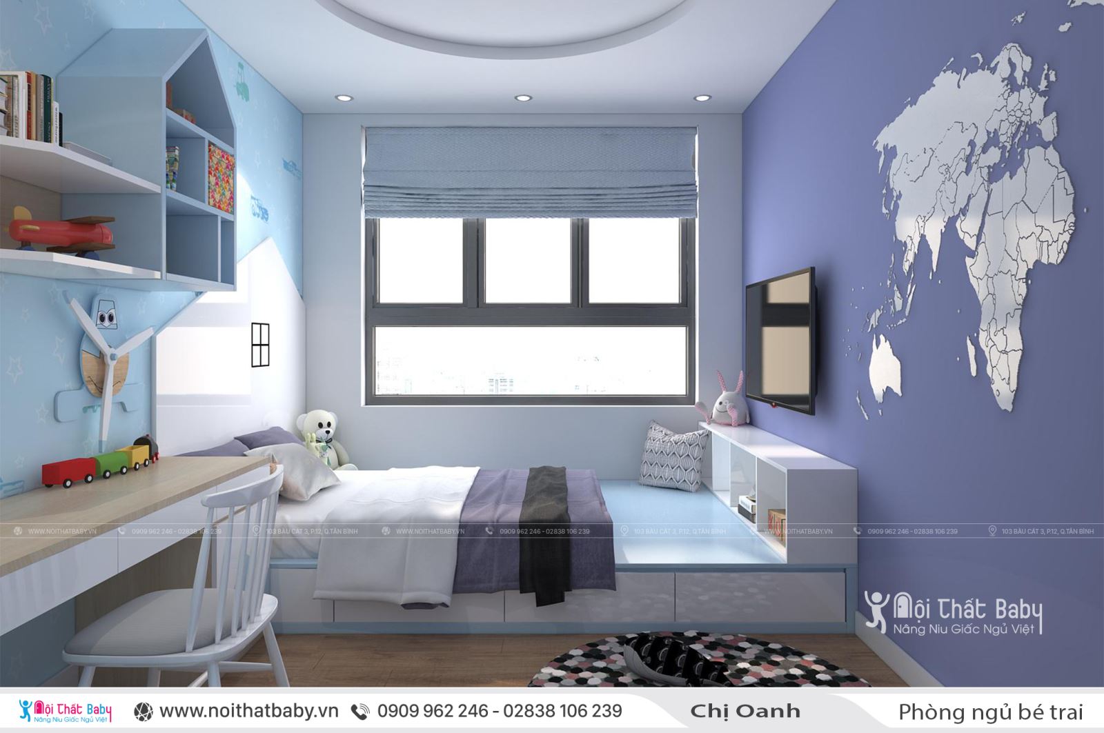 Phòng ngủ bé trai hiện đại tại Emerald Celadon 106m2
